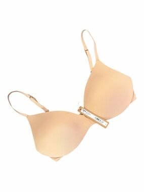 SKIMS Wireless Form Push Up Plunge Bra 34C Clay Neutral Tan Nude Supports Lift